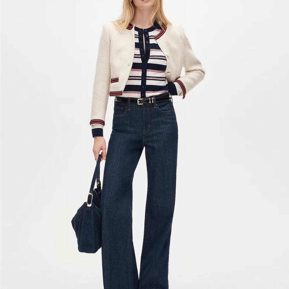 JCrew High-Rise Wide-Leg Jeans in Dark Blue